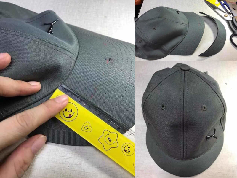 Alteration of grey cap by shortening the bill.