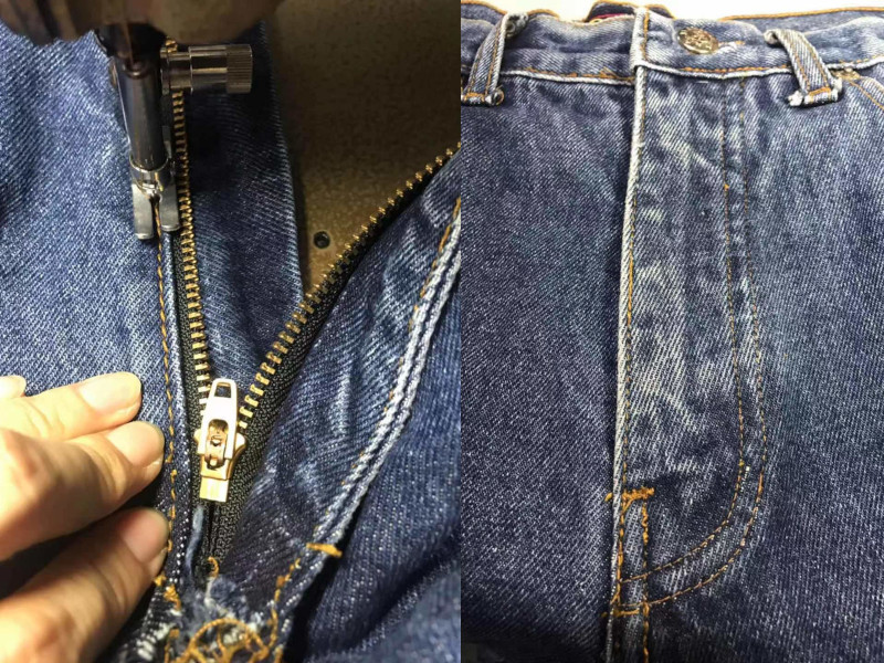 Defective Zipper of Blue denim jeans was replaced.