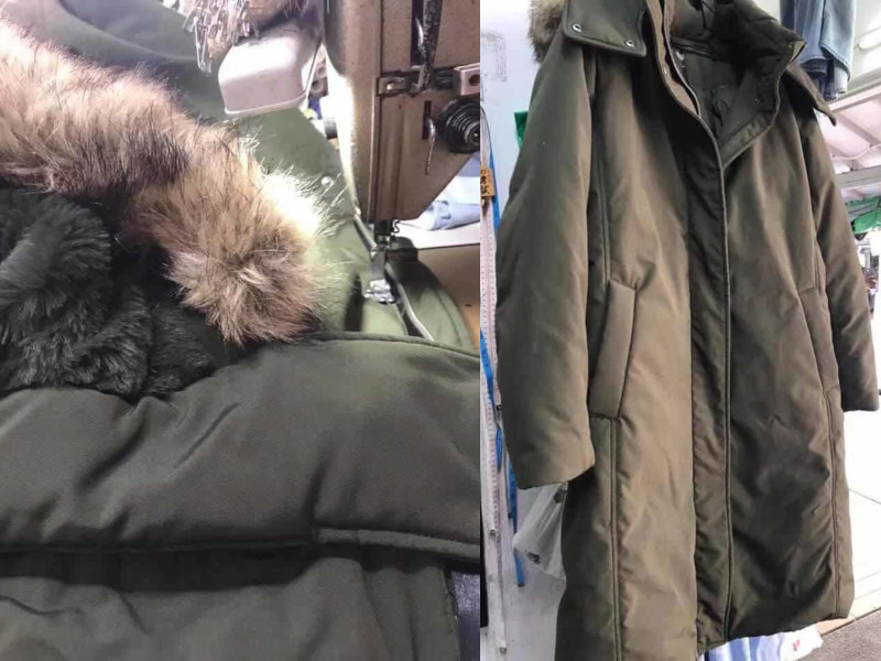 Alteration of winter jacket zipper.